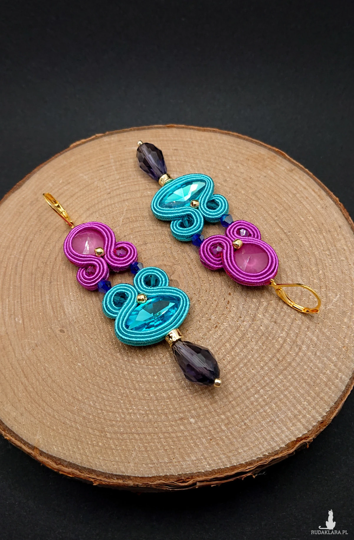 KOLOROWE KOLCZYKI SUTASZ Z KRYSZTAŁKAMI 1